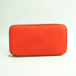 Valextra V9L06 Unisex Leather Long Wallet (bi-fold) Orange