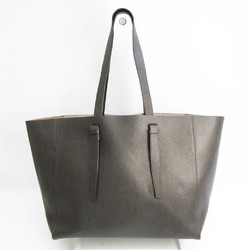 Valextra Unisex Leather Tote Bag Dark Brown