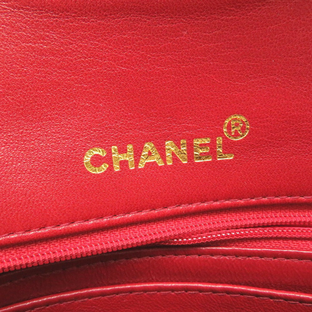 Chanel Lambskin Red Matelasse Coco Mark Turn Lock Handbag 0020 CHANEL