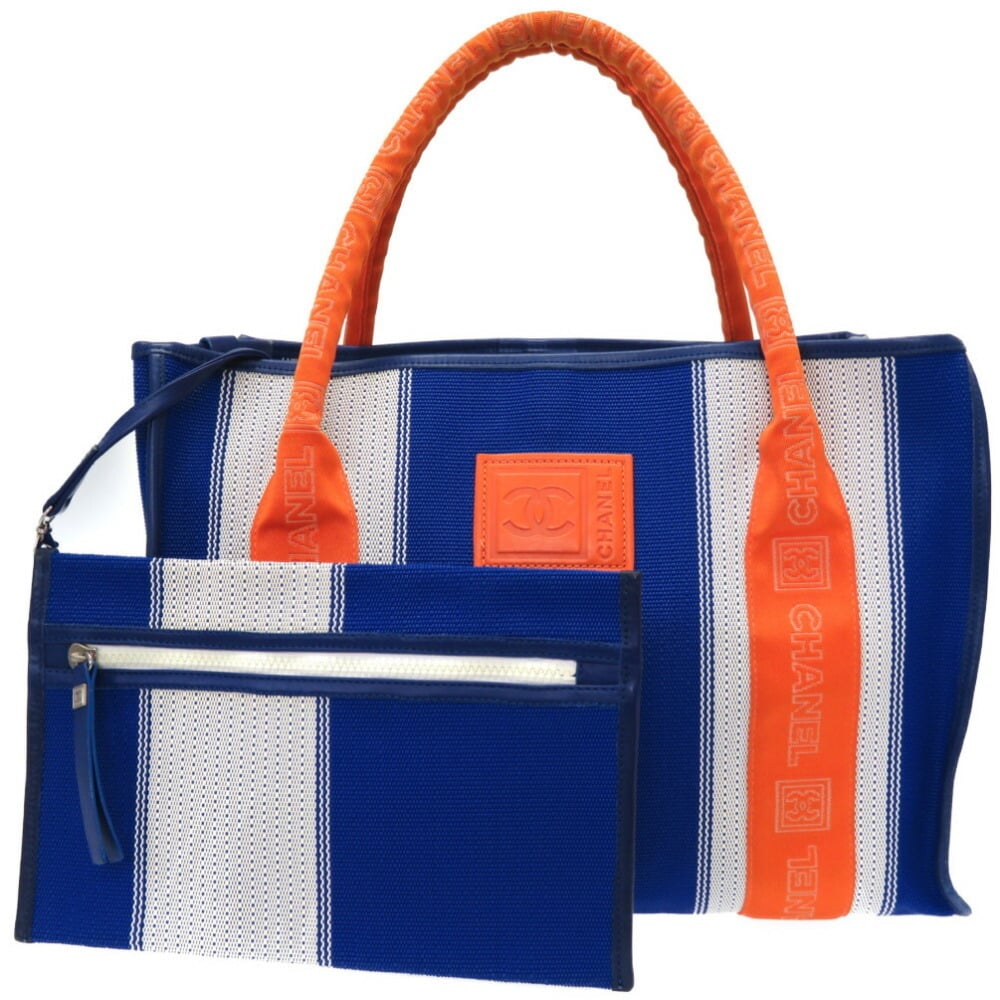 Chanel Sports Line Tote Bag with Pouch Blue Orange 0044CHANEL