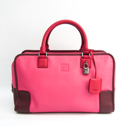 Loewe Amazona 32 Women's Leather Handbag Bordeaux,Pink,Red Color