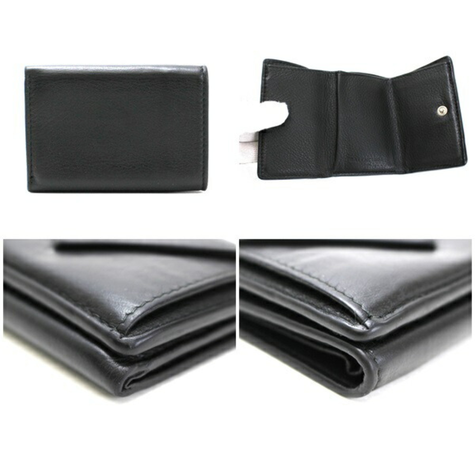 Balenciaga Paper Mini Wallet Tri-Fold Black Leather BALENCIAGA Ladies