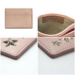 Jimmy Choo Card Case Pass Studs Leather Pink For JIMMY CHOO Ladies Type