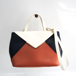 Furla Kelis Tote Women's Leather Handbag,Shoulder Bag Brown,Navy,White