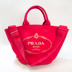 Prada Kanapa Fabric 1BG163 Women's Leather,Canvas Handbag,Shoulder Bag Brown,Pink