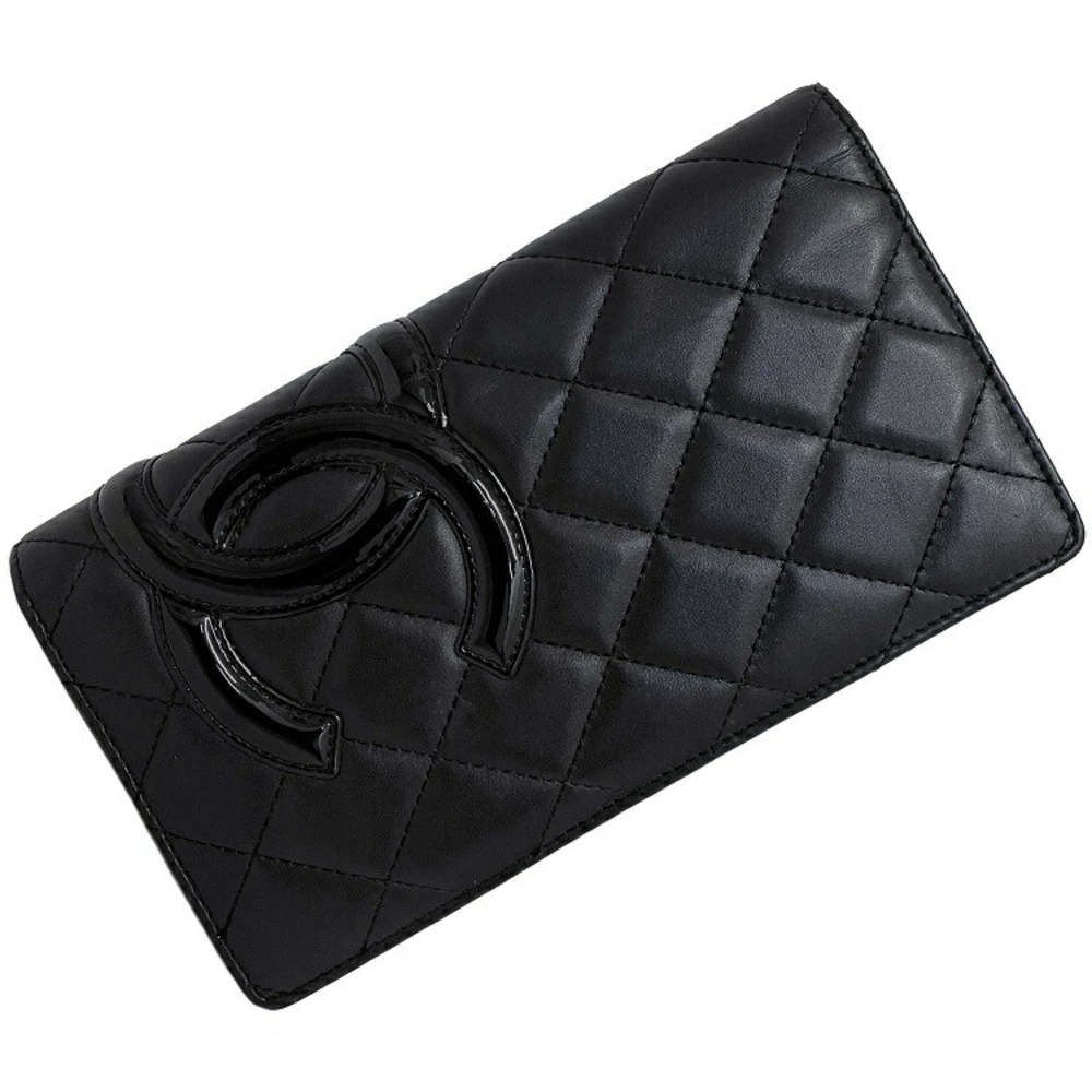 Chanel Bi-Fold Wallet Black Pink Neon Cambon Line A26717 Lambskin