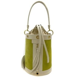 See by Chloé See By Chloe Purse Shoulder Bag Light Green Beige DEBBIE Calf Leather Velor Bucket 2way Handbag Ladies Cylindrical