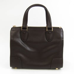 Valextra Mini Boston V5C14 Women's Leather Handbag Dark Brown