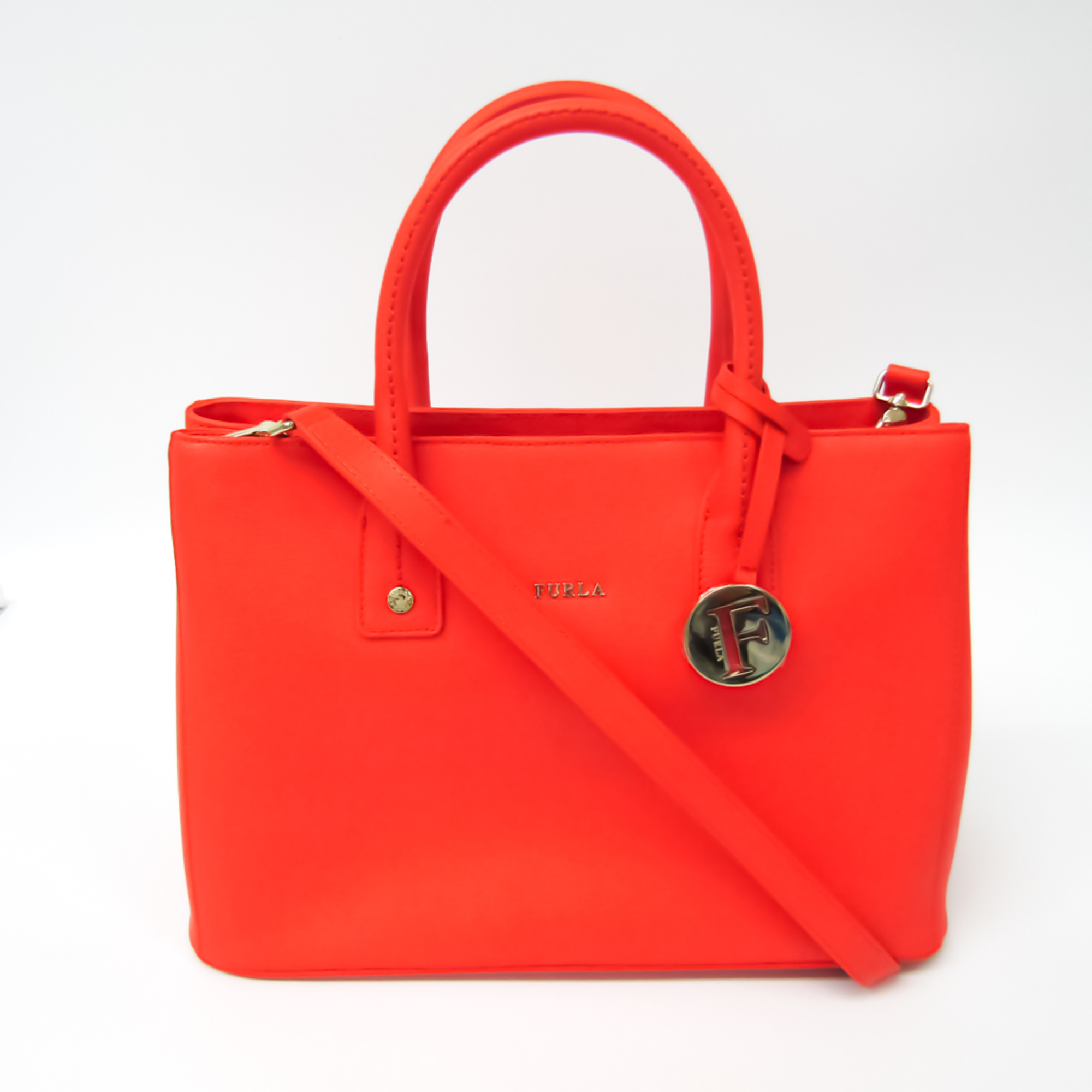 Furla Linda Women's Leather Handbag,Shoulder Bag Pink Orange