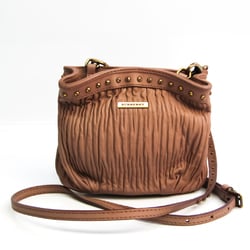Burberry 3722945 Women's Leather Shoulder Bag Pink Beige