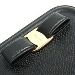 Salvatore Ferragamo Vara KY-22 C863 Women's  Embossed Calf Leather Wallet (bi-fold) Black