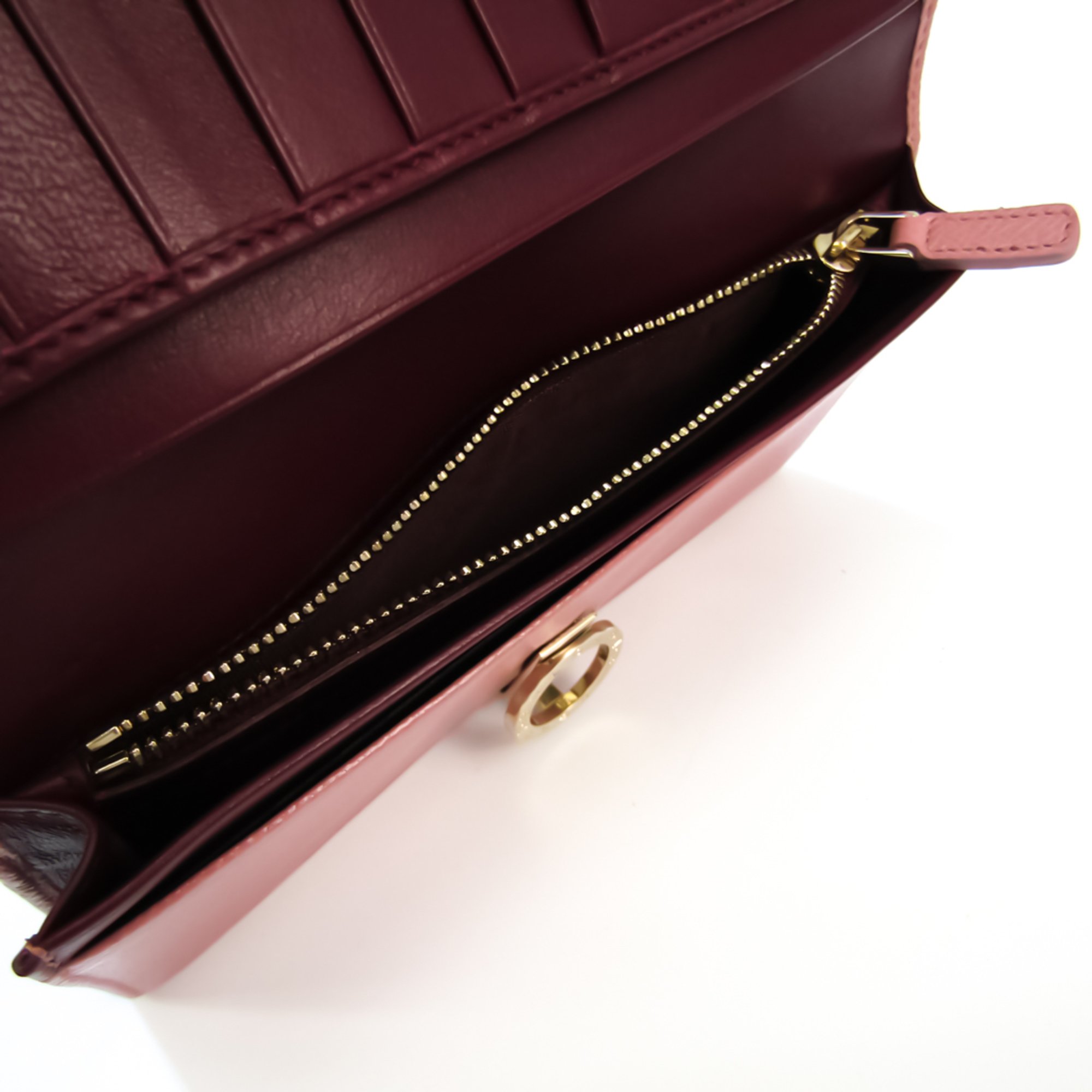 Bvlgari Isabella Rossellini 37662 Women's  Calfskin Long Wallet (bi-fold) Bordeaux,Pink