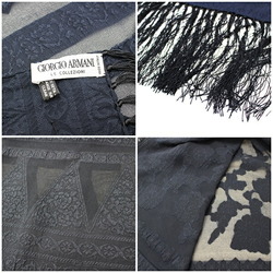 Giorgio Armani Silk Rectangle Stole Shawl Dark Navy GIORGIO ARMANI Brand Ladies