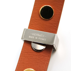Hermes Mini Dog Clous Carres Leather,Metal Wrap Bracelet Gold,Light Gray,Silver