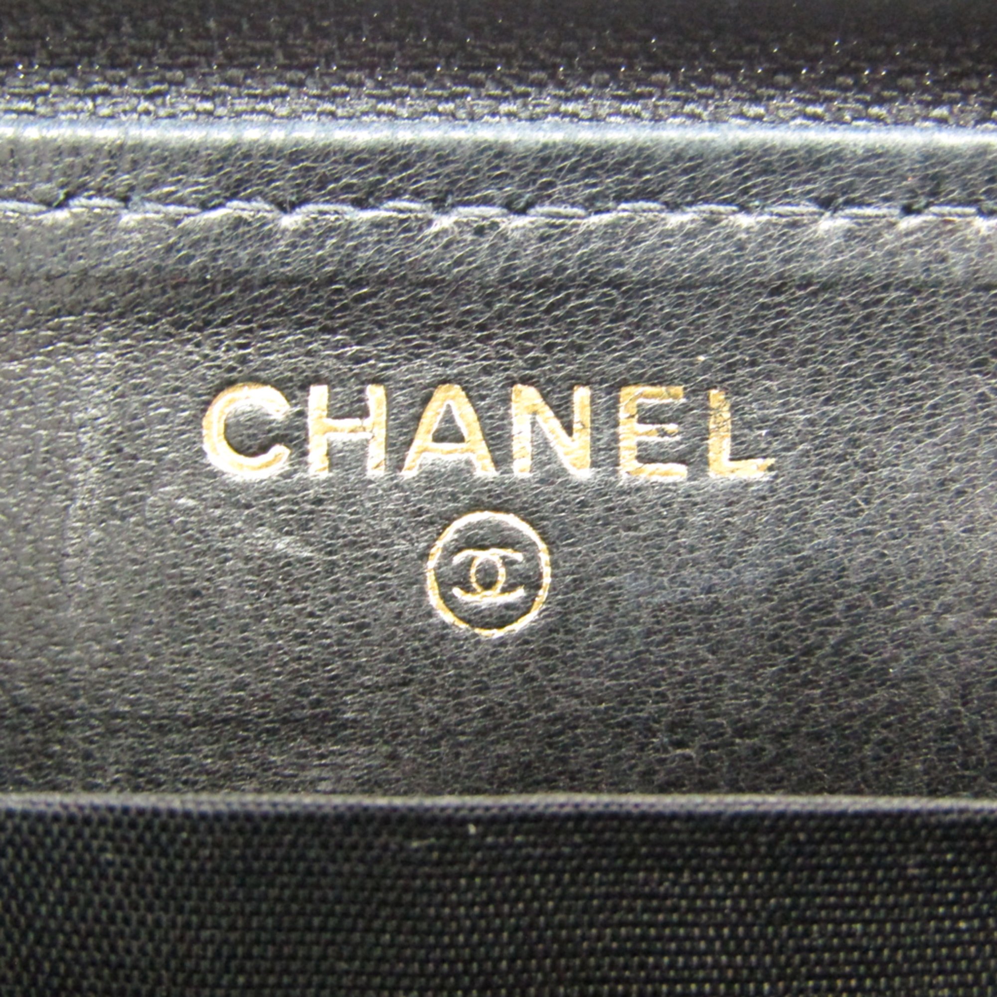 Chanel Round Zip A13228 Women's Caviar Leather Long Wallet (bi-fold) Black