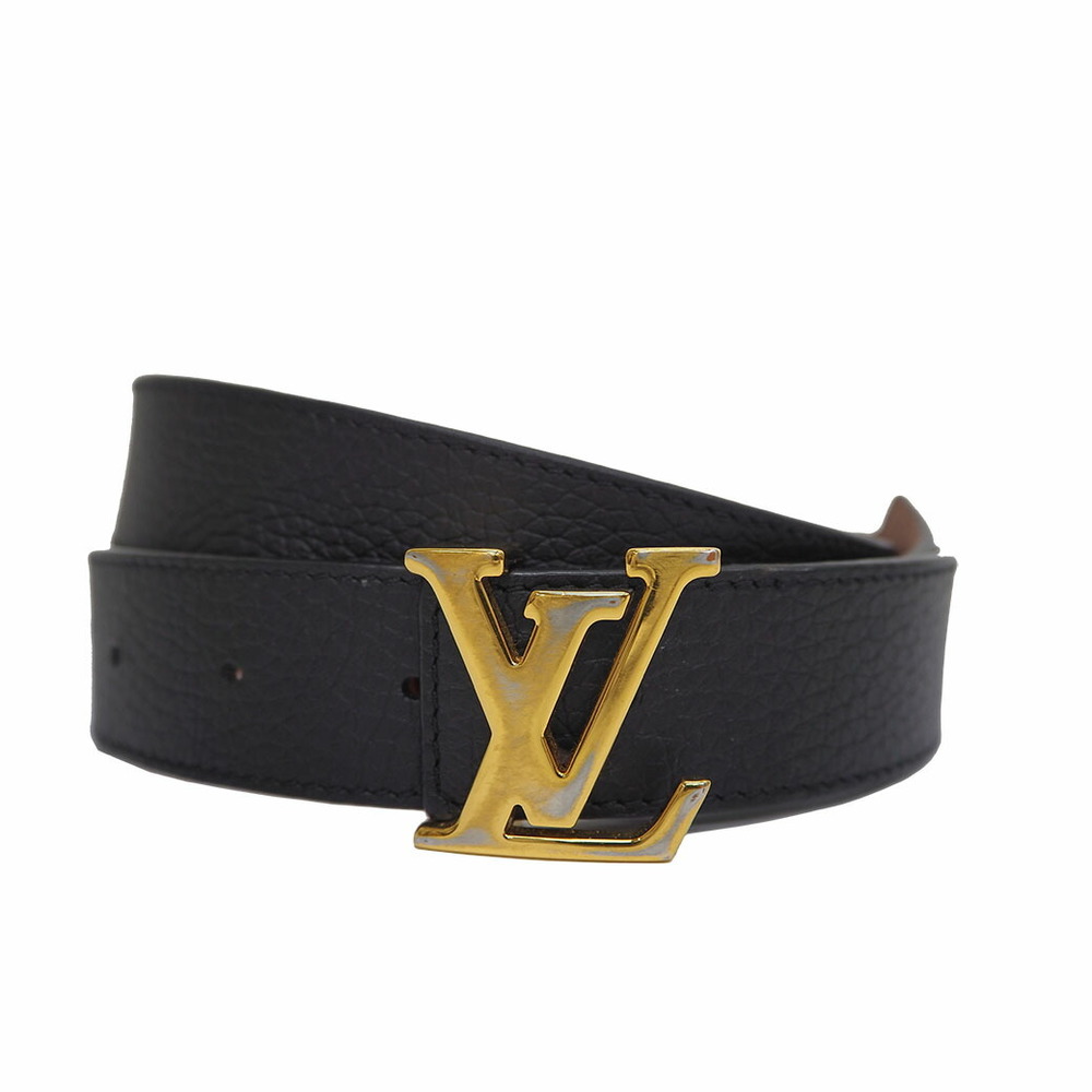Louis Vuitton Black and Brown Leather Reversible Initials Belt